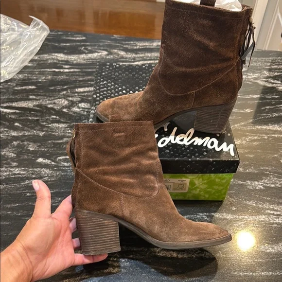 Sam Edelman Women's Brown Suede Ankle Boots - Picture 5 of 15